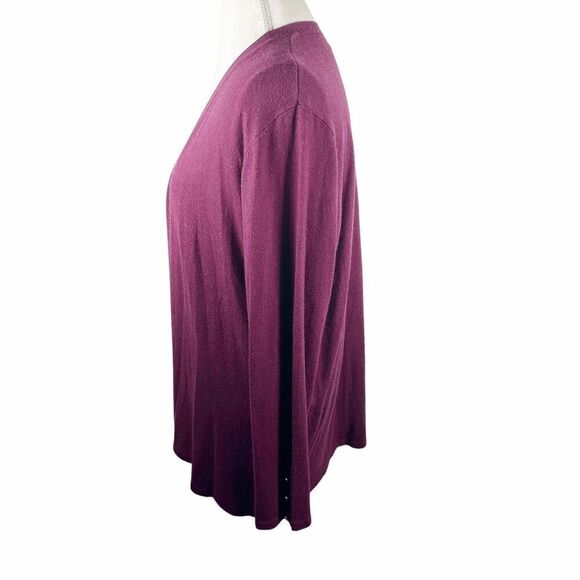 Chicos Red Wine Open Cardigan Long Length Touch of Cashmere Size 3 = XL NEW - Picture 3 of 10
